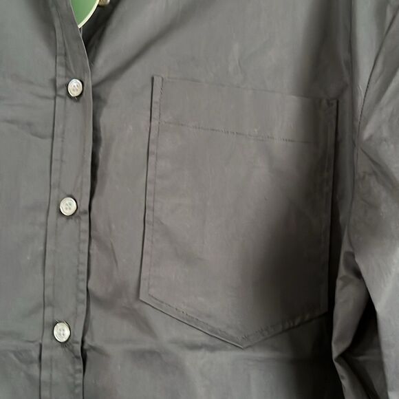WB Hannah Pop Oversized 100% Organic Cotton Button Down Tunic Shirt Black - Picture 5 of 13
